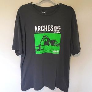 The North Face Gray Tee with Green Graphic